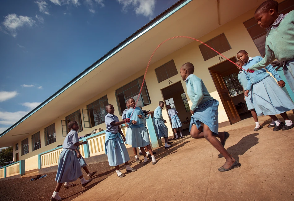 Tanzania Moshi School Kids Skipping