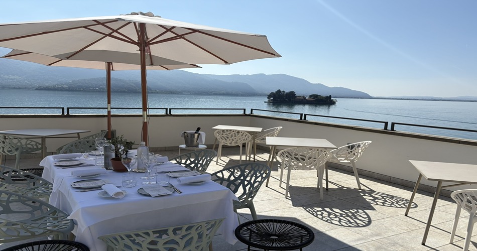 Sensole Locanda Contemporanea is a welcoming spot for a glass of Franciacorta sparkling wine, tasty seafood and stunning views of Lake Iseo. (Alison Ramsey Photo)