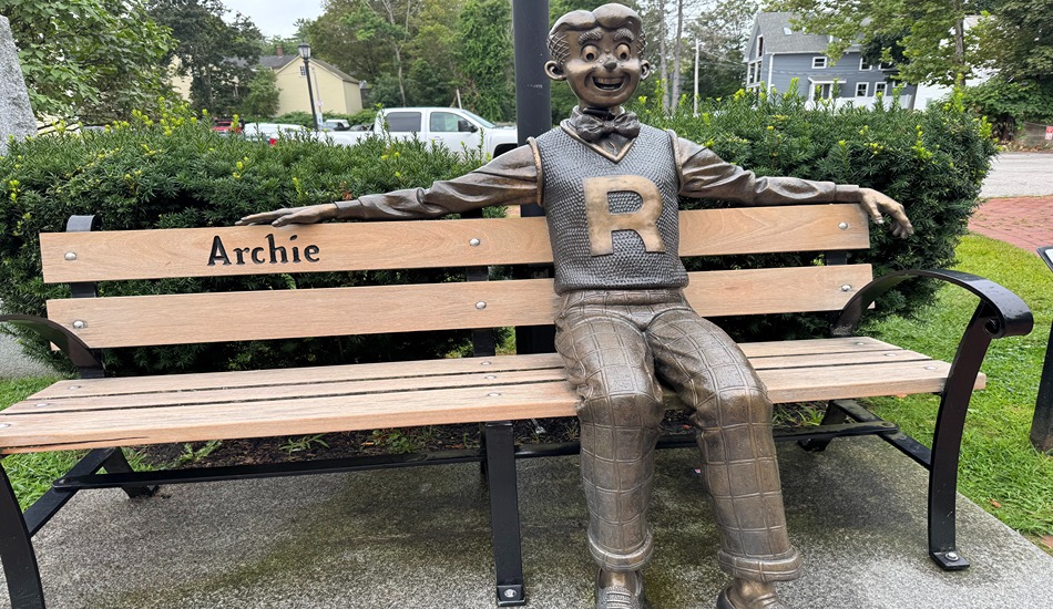 The village of Meredith honors hometown boy Bob Montana with a sculpture of Archie, his comic strip creation. (Randy Mink Photo)