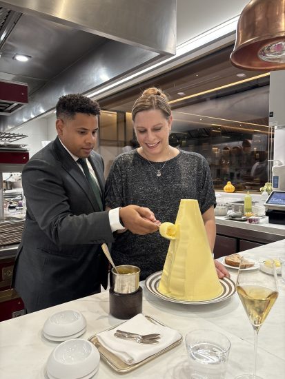 Guests at an Elysian Tales progressive dinner can learn to shape butter quenelles in the Michelin-starred Saddle kitchen.