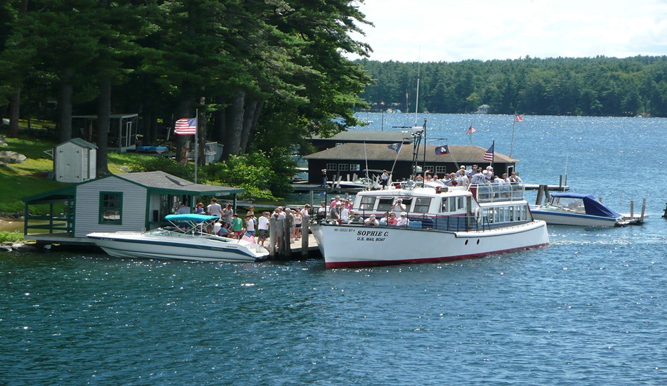 Sophie C mail boat cruises call on the islands in Lake Winnipesaukee.  (Photo credit: Lakes Region Tourism Association)