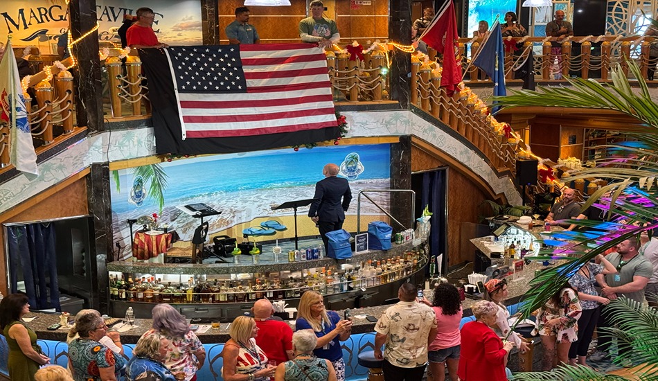 A patriotic program in the Flip Flop Atrium paid tribute to U.S. veterans. (Randy Mink Photo) 