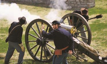 A re-enactment at Fort Scott, a frontier military outpost.