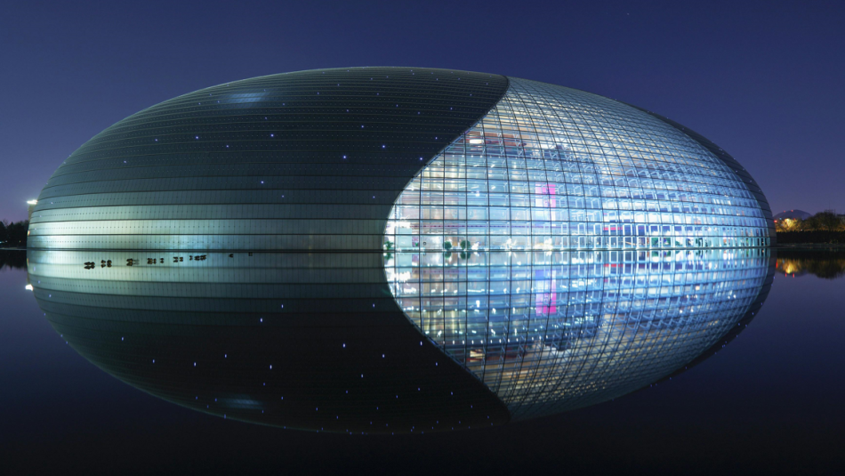 Architectural wonders of the world. The National Centre for the Performing Arts Giant Egg in Biejing. (Photo by 龔 月強: https://www.pexels.com/photo/national-centre-for-the-performing-arts-at-night-beijing-china-5121664/