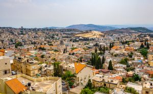 Cityscape of Nazareth with Basilica of the annunciation, Israel