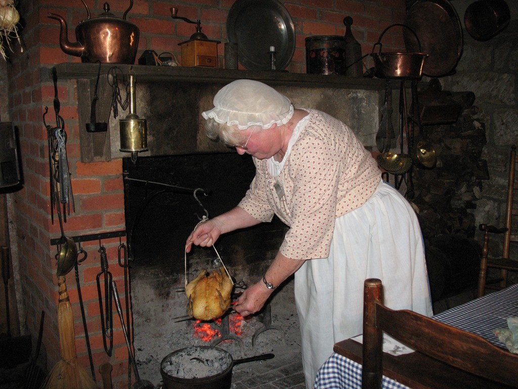Mrs. Johnson Cooking Over an Open Fire at the Doctor's House in Roscoe Village