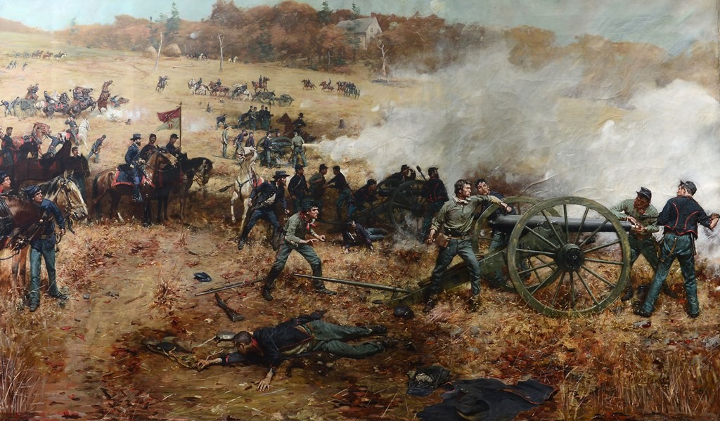 Gilbert Gaul. Battle-H-1st Ohio Volunteers Light Artillery in Action at Cold Harbor. Lent by the Oregon-Jerusalem Historical Society. Credit: Toledo Museum of Art