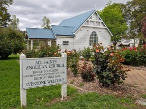 Nannup, Western Australia, Australia - October 18 2024: All Saints Anglican Church. Historic wooden building. Town hosting UCI SEVEN gravel race, flower and garden festival, forest rally, Tour of Margaret River, Nannup Music Festival
