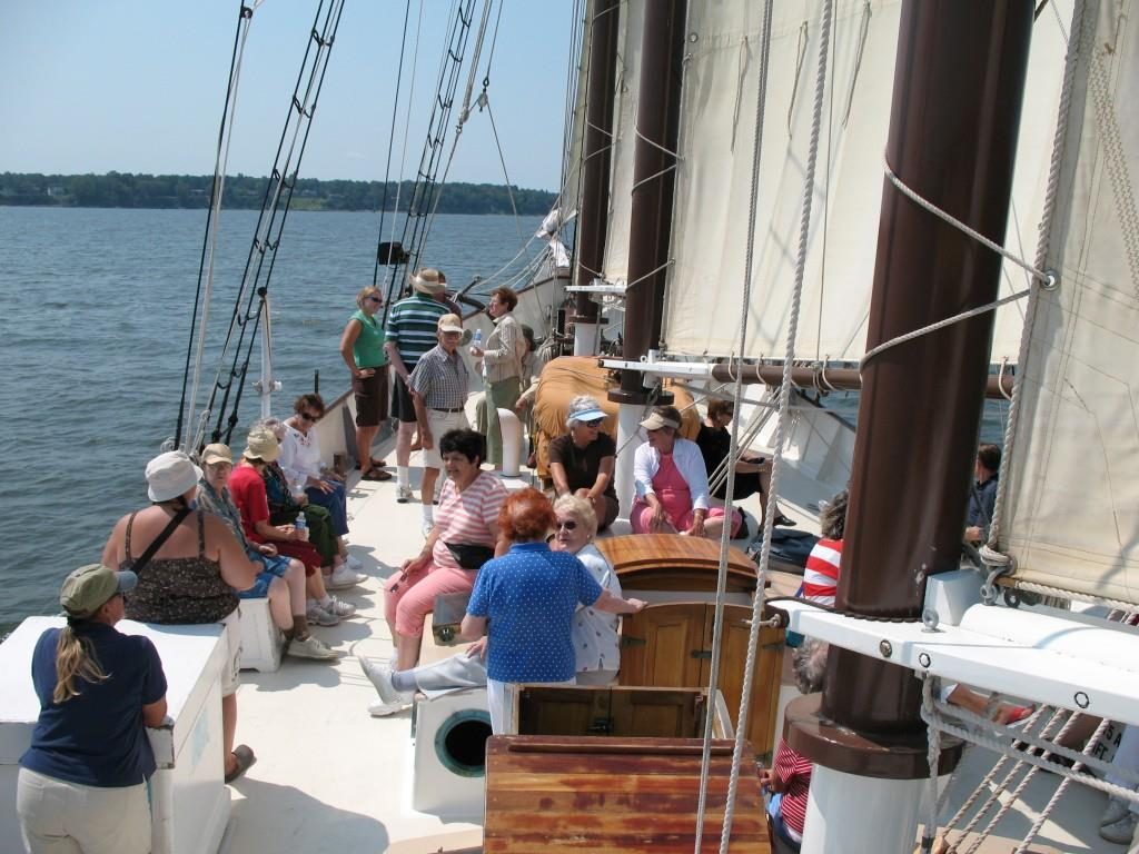 Group on ship with Yorktown Sailing Charters