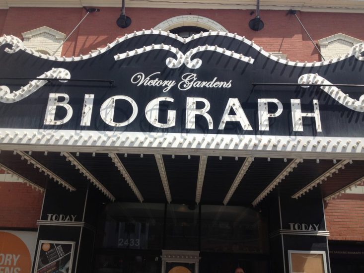 The Biograph Theater’s original marquee from the day Dillinger was shot. Photo Credit: Ally Mahoney Chicago Crime Tours