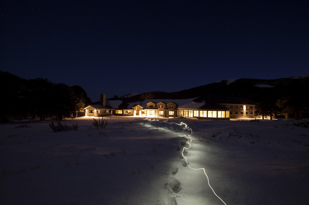 Corralco resort at night