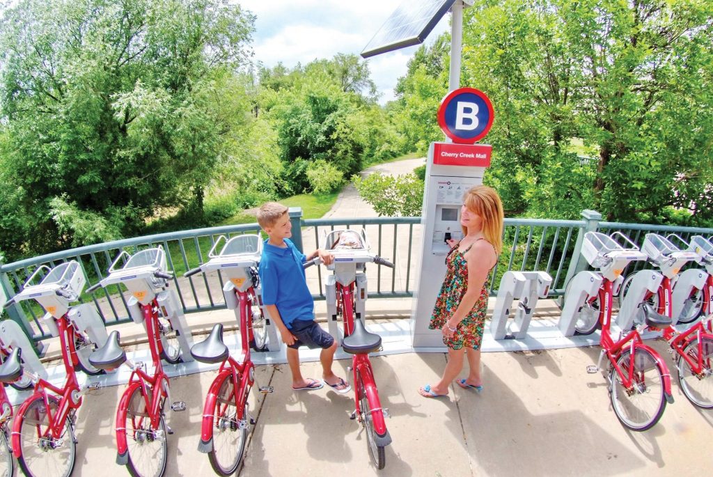 Denver’s B-cycle program allows visitors to ride through the city’s neigborhoods with a fleet of over 700 bikes across 88 stations. - Urban adventures