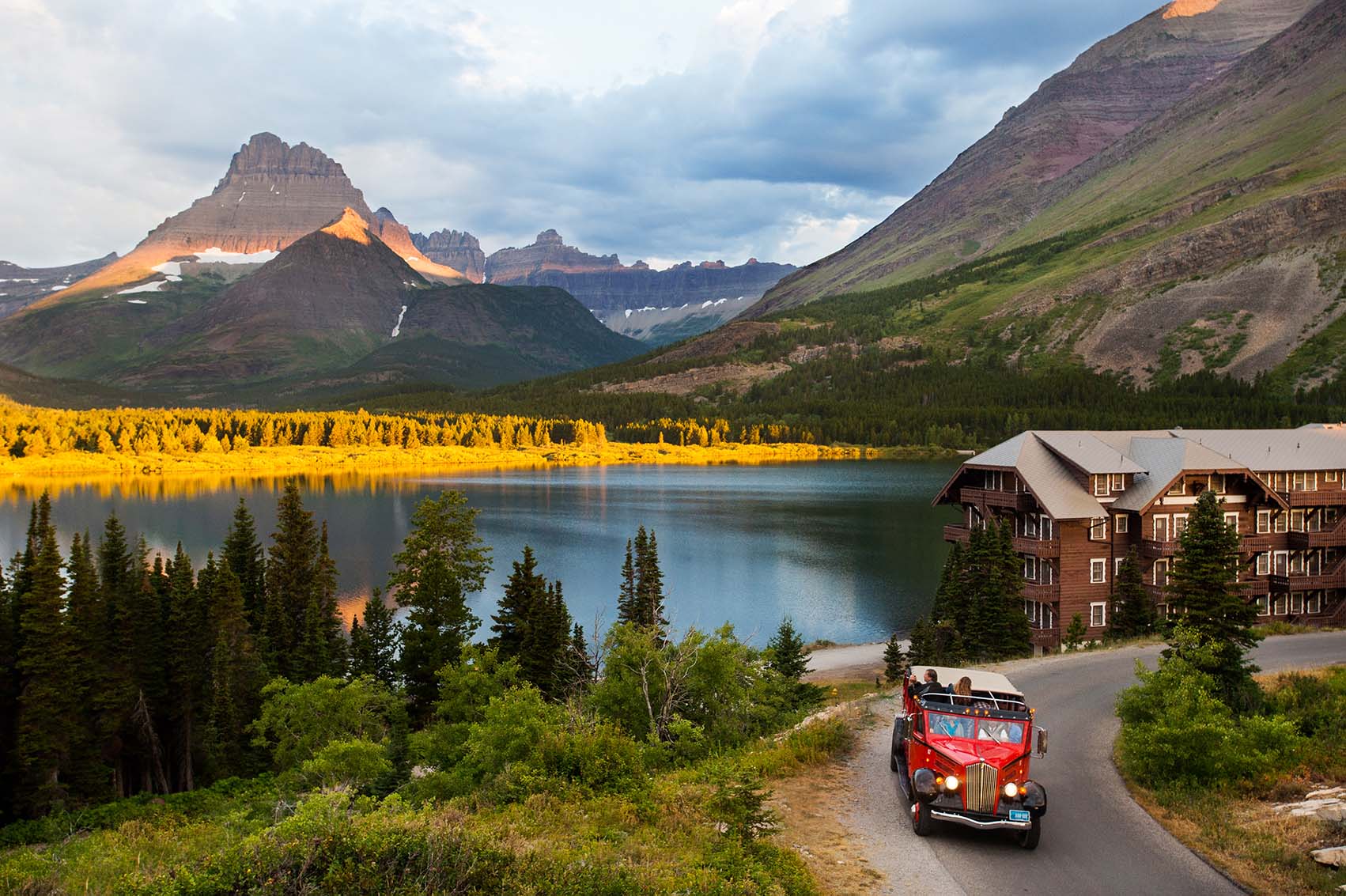 Credit Glacier Country Tourism: Red Bus Tours in Glacier National Park.