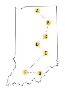 A map of Indiana breweries