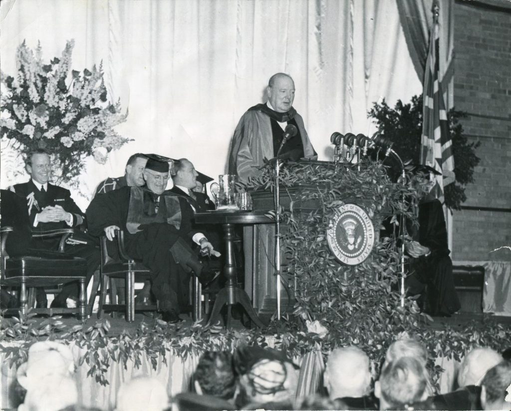  Churchill speaking at podium