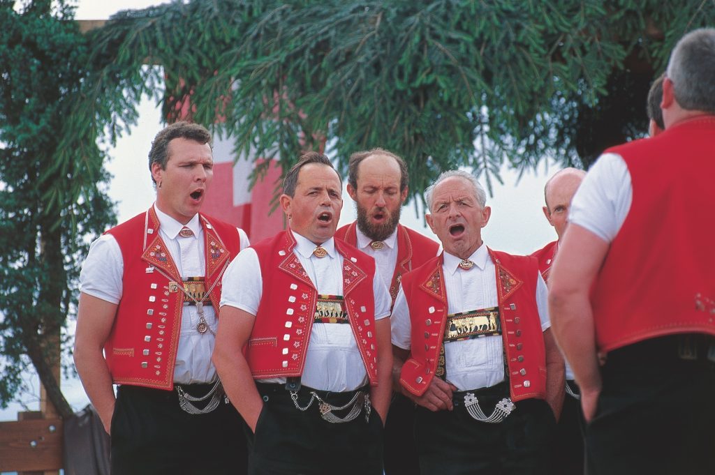 A male yodel choir from the Appenzell region of Eastern Switzerland. Switzerland Tourism/Robert Boesch