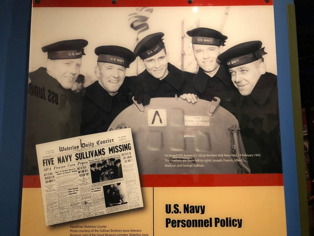The Sullivan Brothers exhibit at the National Museum of the Pacific War tells the story of one family that lost five boys on a Navy ship in World War II.
