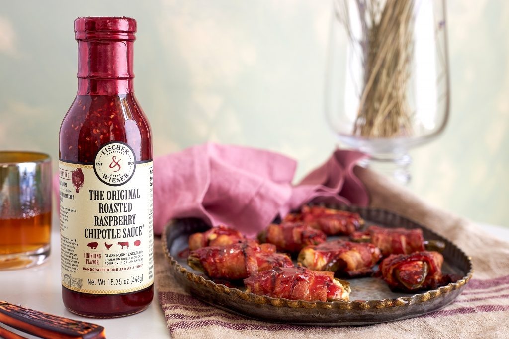 The Original Roasted Raspberry Chipotle Sauce is Fischer & Wieser’s best-known product. It is great with cream cheese or brushed on pork or grilled chicken.