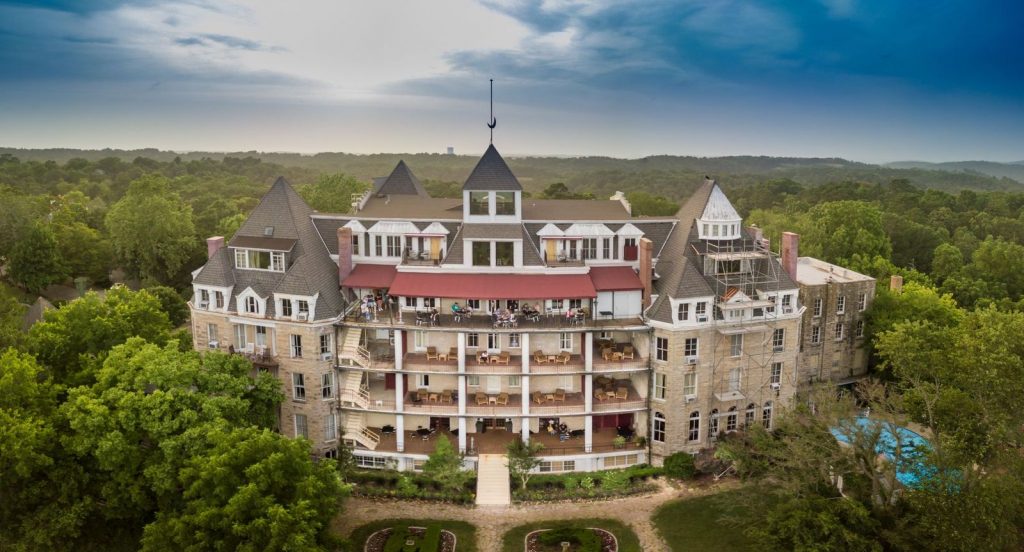Eureka Springs’ 1886 Crescent Hotel commands a prime perch in the Ozarks of Northwest Arkansas. (Photo credit: 1886 Crescent Hotel)