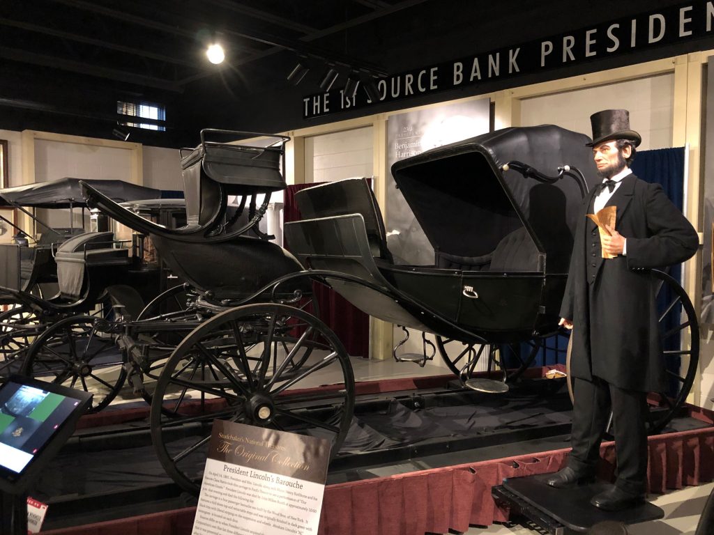 The carriage in which Abraham Lincoln rode to Ford's Theater on the night of his assassination is one of four presidential carriages on display at the Studebaker National Museum in South Bend. (Randy Mink Photo)