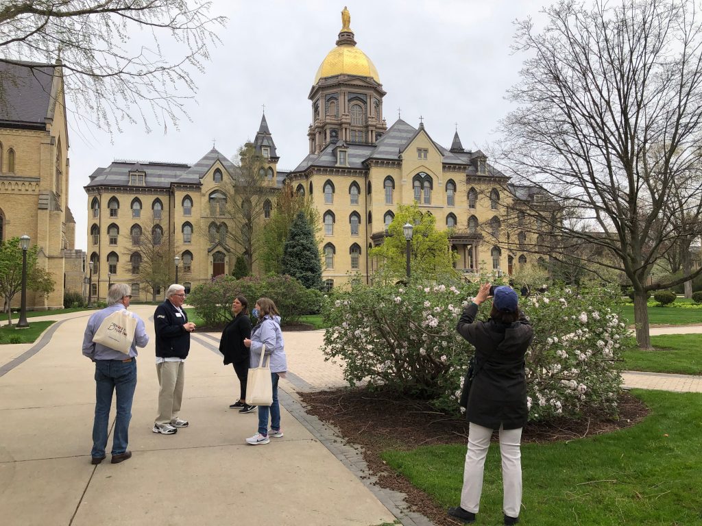 The administration building's Golden Dome is one of many landmarks at the University of Notre Dame campus, where free walking tours start at the Eck Visitors Center. (Randy Mink Photo)