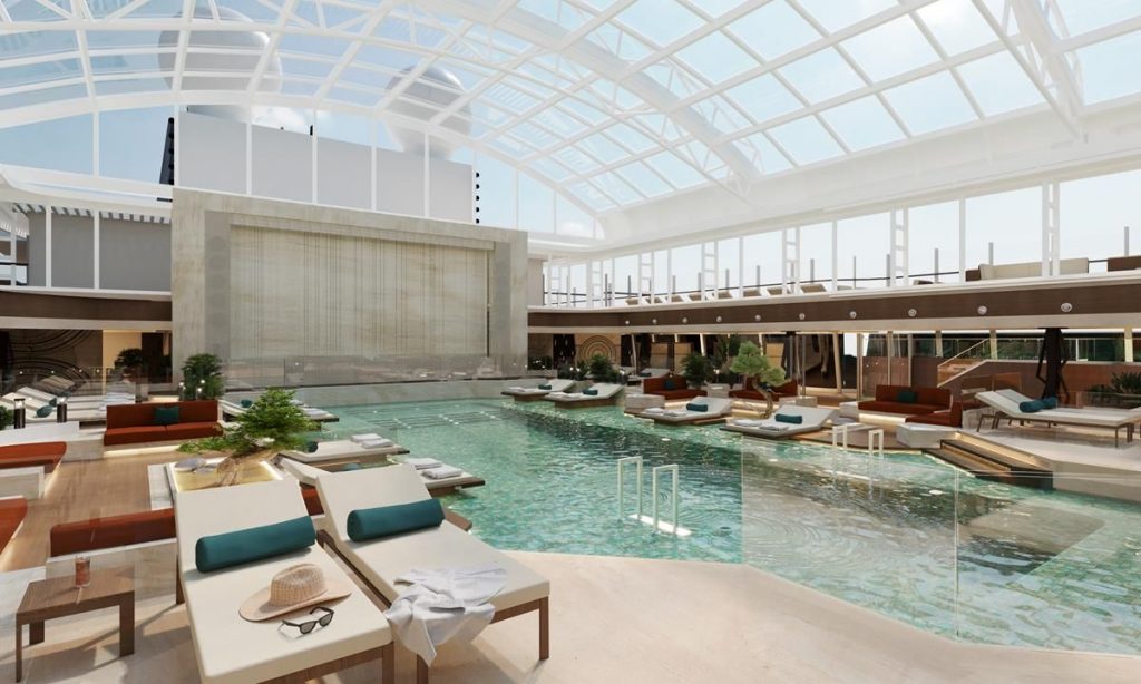 The Explora ships will have one indoor pool with a rectractable roof.