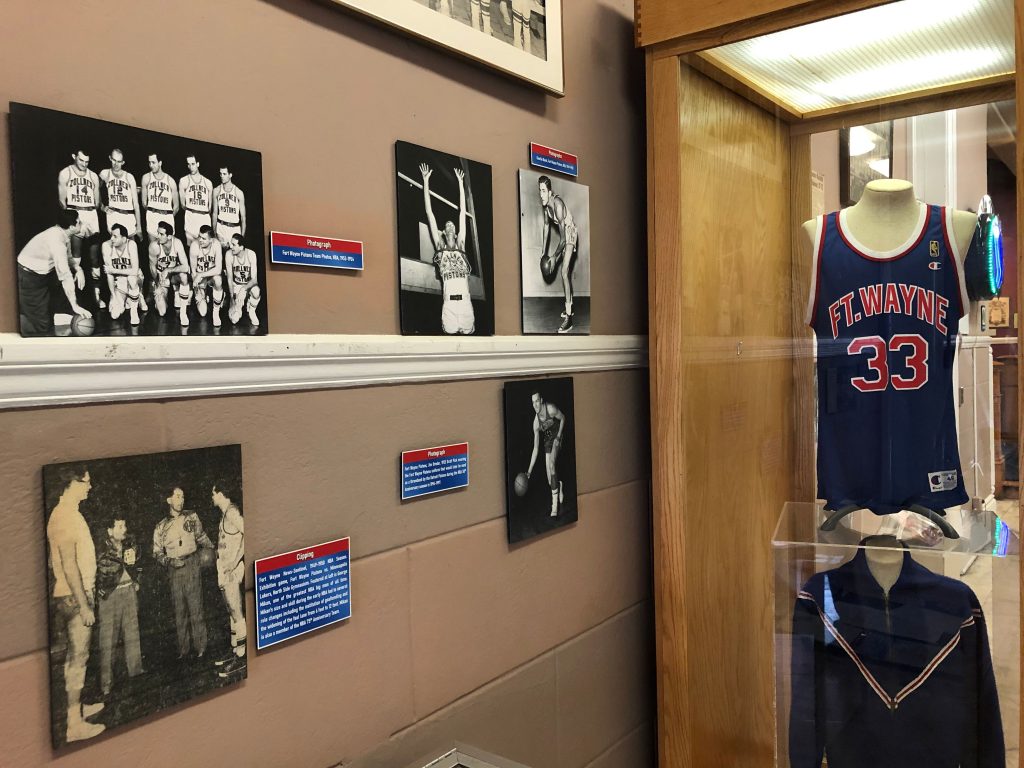 An exhibit at the History Center tells the story of pro basketball’s Fort Wayne Zollner Pistons, a team that later became the Detroit Pistons. (Randy Mink Photo)