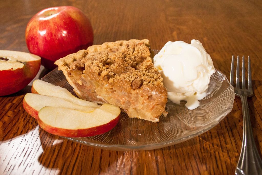 Whether you’re dining in an Amish home or an Amish-style restaurant, a meal is not complete without a slice of pie. From Dutch apple (above) to pecan, pumpkin, and sugar cream, the variety of choices is staggering. (Photo credit: Blue Gate Hospitality)