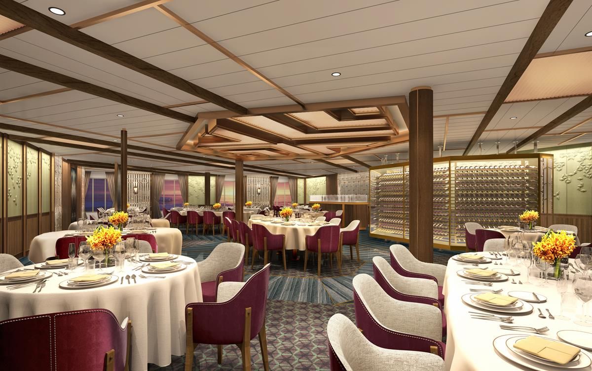 The Restaurant on the Seabourn Venture offers fine dining