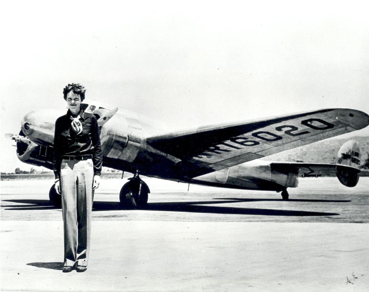 Amelia Earhart and the Lockwood Electric a10-E in which she disappeared in July 1937. (Photo credit: Amelia Earhart Hangar Museum)