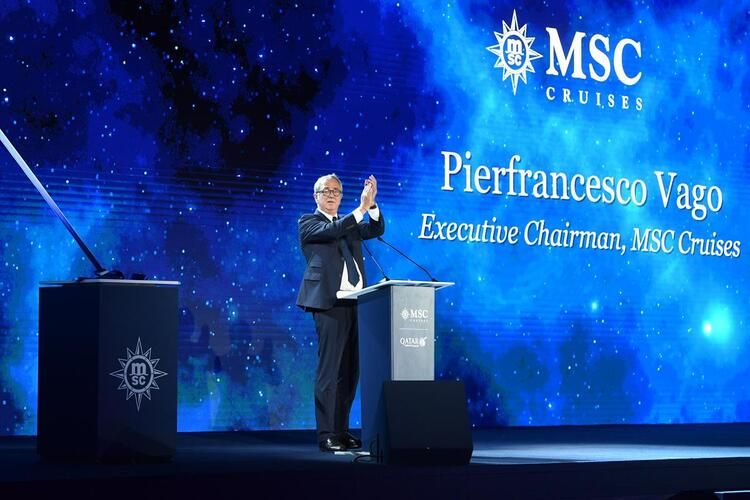 Pierfrancesco Vago, chairman of the board of MSC Cruises, at the naming ceremony of the MSC World Europa cruise ship.