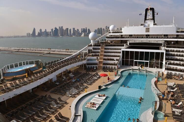 The MSC World Europa cruise ship has arrived in Doha, Qatar.  (Photo credit: Anthony Devlin/Getty Images)