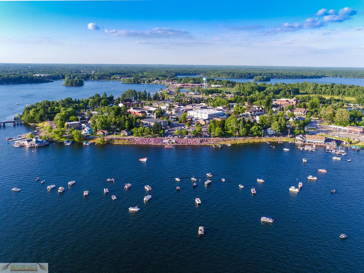 Minocqua is nicknamed “The Island City” because its downtown is almost entirely surrounded by water.