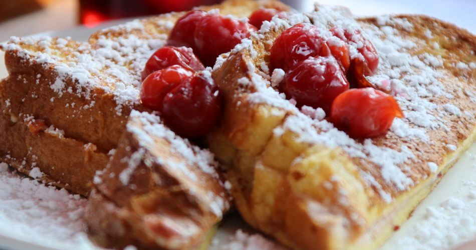 Door County Cherry Stuffed French Toast is a signature item at the White Gull Inn in Fish Creek, Wisconsin. (Photo credit: Jon Jarosh/Destination Door County)