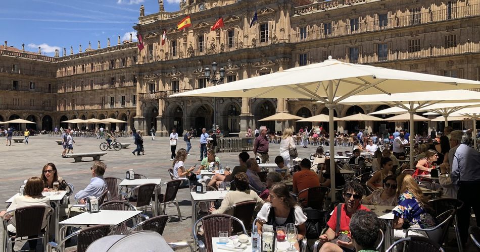 Soak in Salamanca’s Old World splendor from a cafe on the Plaza Mayor, one of the most impressive town squares in Spain.