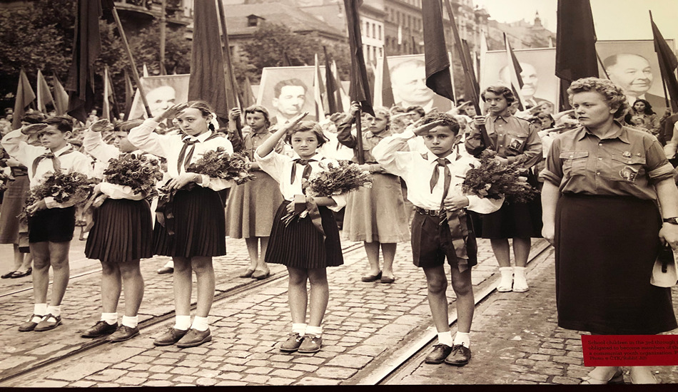 In Communist Czechoslovakia, children from third through ninth grades were obligated to become members of Young Pioneers, a Communist youth organization. The photo was taken in 1959.