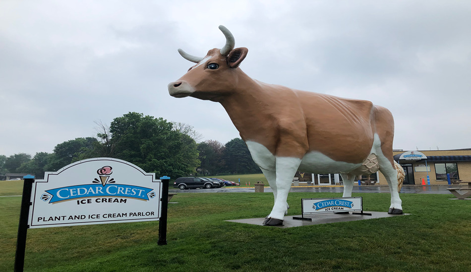 Bernice the Big Cow greets visitors to the Cedar Crest plant and ice cream parlor in Manitowoc.