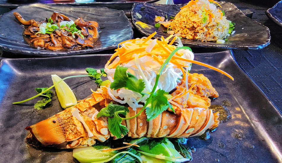 Wok-seared lobster and other delights at Eurodam’s Tamarind restaurant (Photo credit: Nancy Schretter)