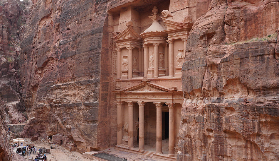 The Treasury, sculpted from rose-red rock, dazzles visitors to the ancient city of Petra. It is the very face of Jordan tourism. (Photo credit: Goway Travel/Aren Bergstrom)