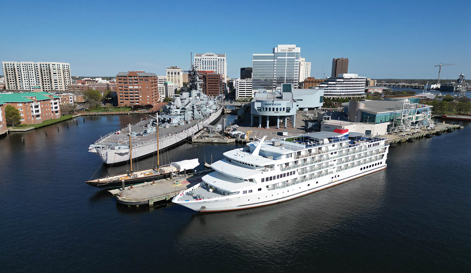 Besides Carnival Cruise Line’s, mega-ships, the small ships of American Cruise Lines also call at Norfolk. (Photo credit: American Cruise Lines)