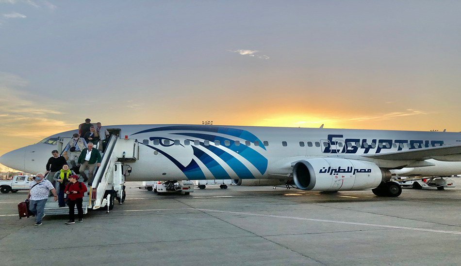 An EgyptAir flight from Cairo arrives in Aswan, a Nile River city of 2.5 million in southern Egypt.