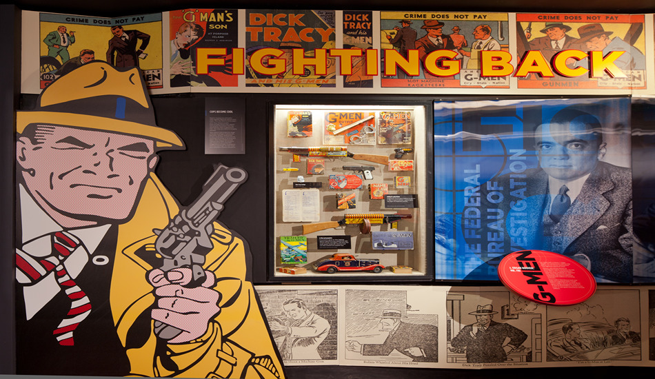 Some Mob Museum exhibits spotlight federal agents who fought organized crime. Dick Tracy, a comic strip about cops and robbers, originated in 1931. (Photo credit: The Mob Museum)