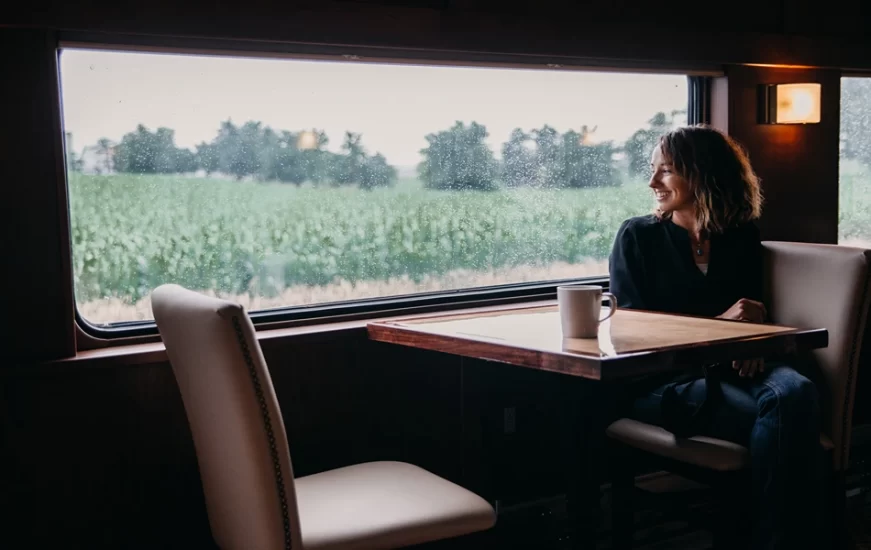 Coffee and a view on a Virginia train
