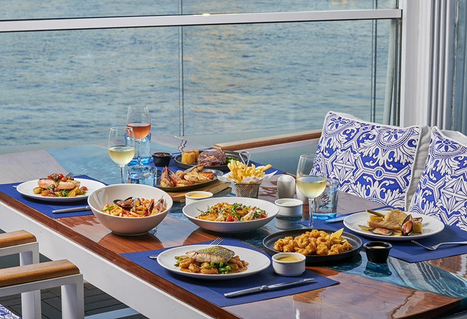 Zoe, a Greek taverna, is one of several restaurants occupying the First Nile Boat.