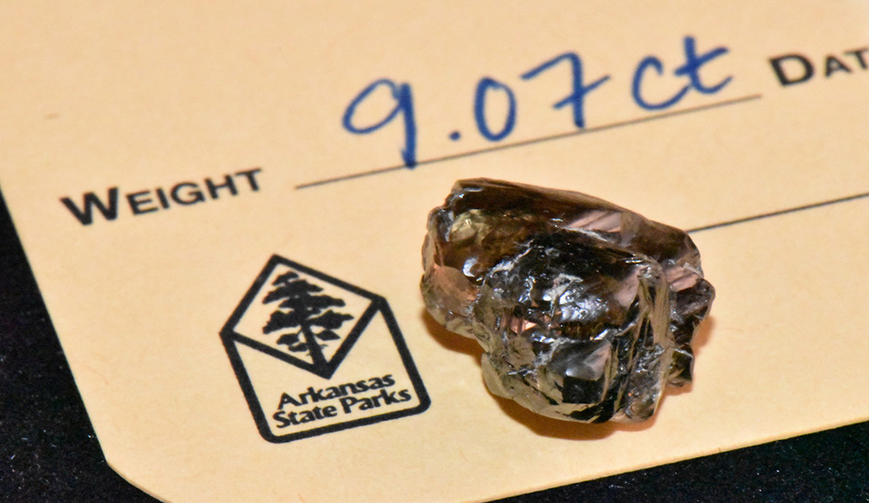 A brown diamond found and registered at Crater of Diamonds State Park. (Photo credit: Arkansas Tourism)