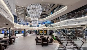The World Galleria is a three-level indoor promenade with shops, bars and entertainment. (Photo credit: MSC Cruises)