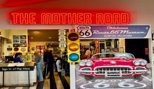 A 1940 Chevrolet at a motor court mock-up at the National Route 66 Museum Complex in Elk City, Oklahoma. (Randy Mink Photo)