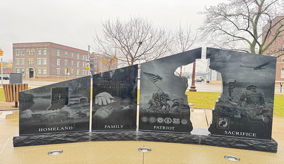 This memorial on Indiana War Memorial Plaza salutes Gold Star families. (Randy Mink Photo)