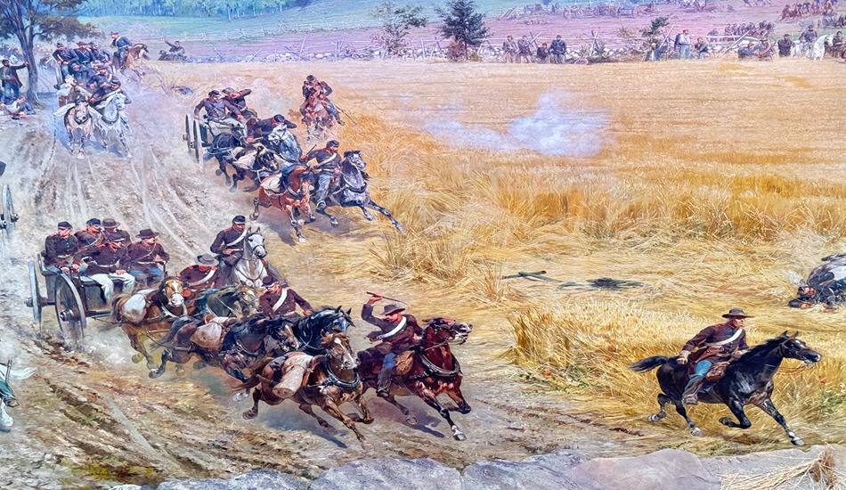 The Cyclorama oil painting at Gettysburg National Military Park’s museum/visitor dramatically depicts Pickett’s Charge in the epic Civil War battle.