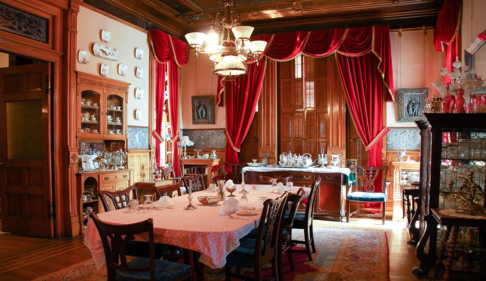 Breakfast is served in the formal dining room of Copper King Mansion.